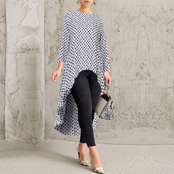 Leopard Long Sleeve Irregular Dress For Women - Picture 8 of 8